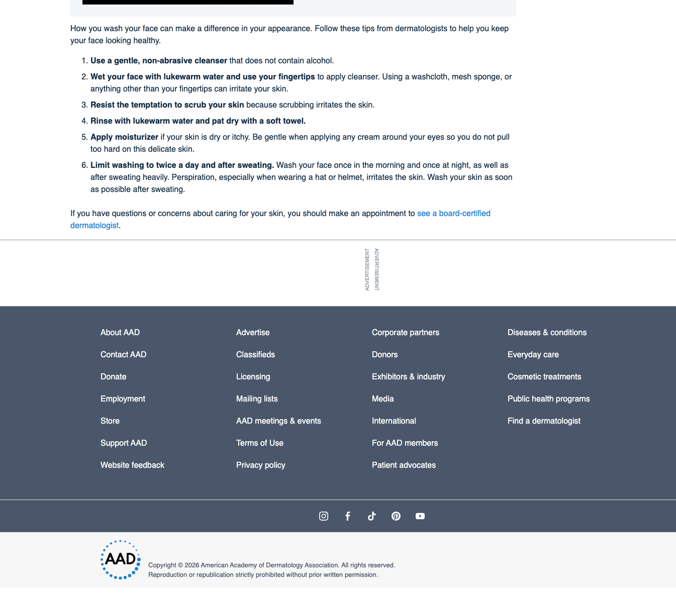 AAD face washing guidance graphic
