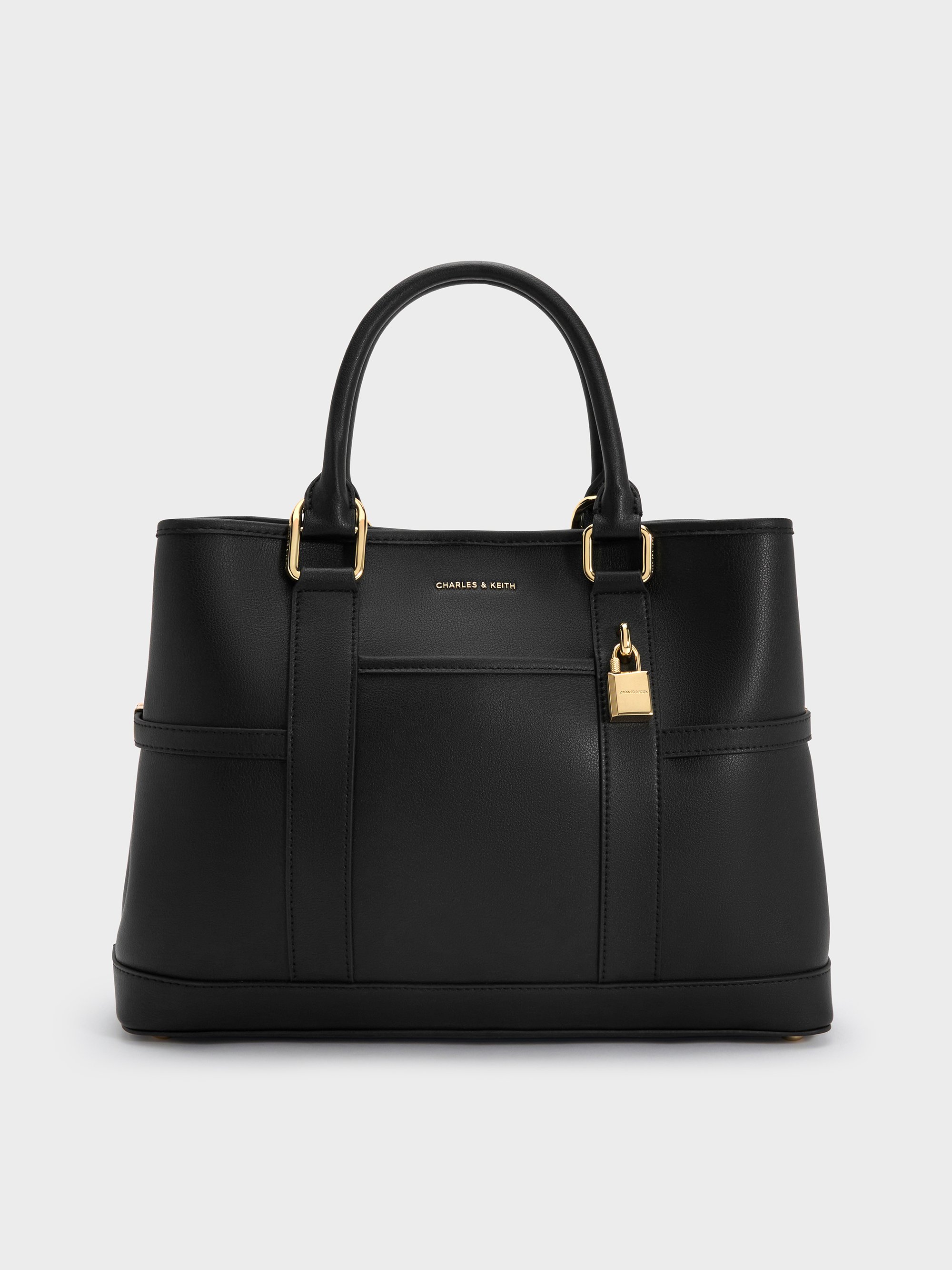 Structured black tote styling image one