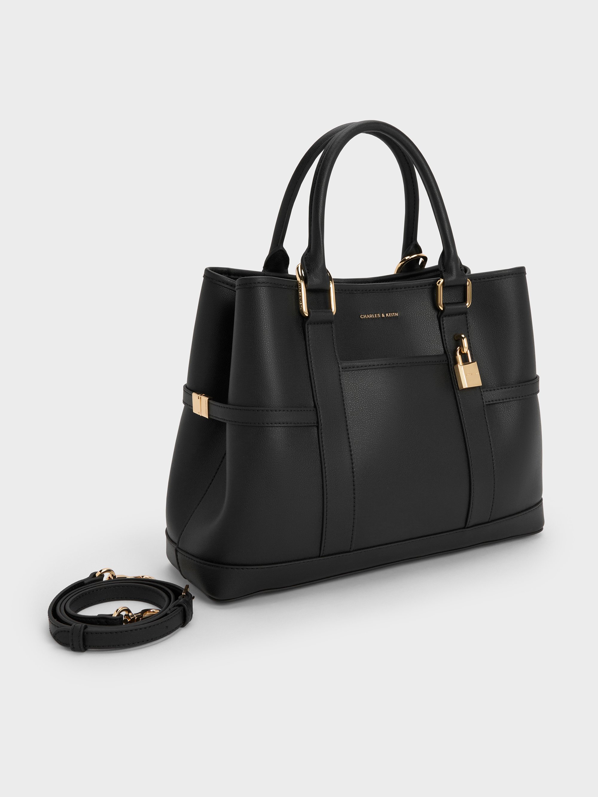 Structured black tote styling image three