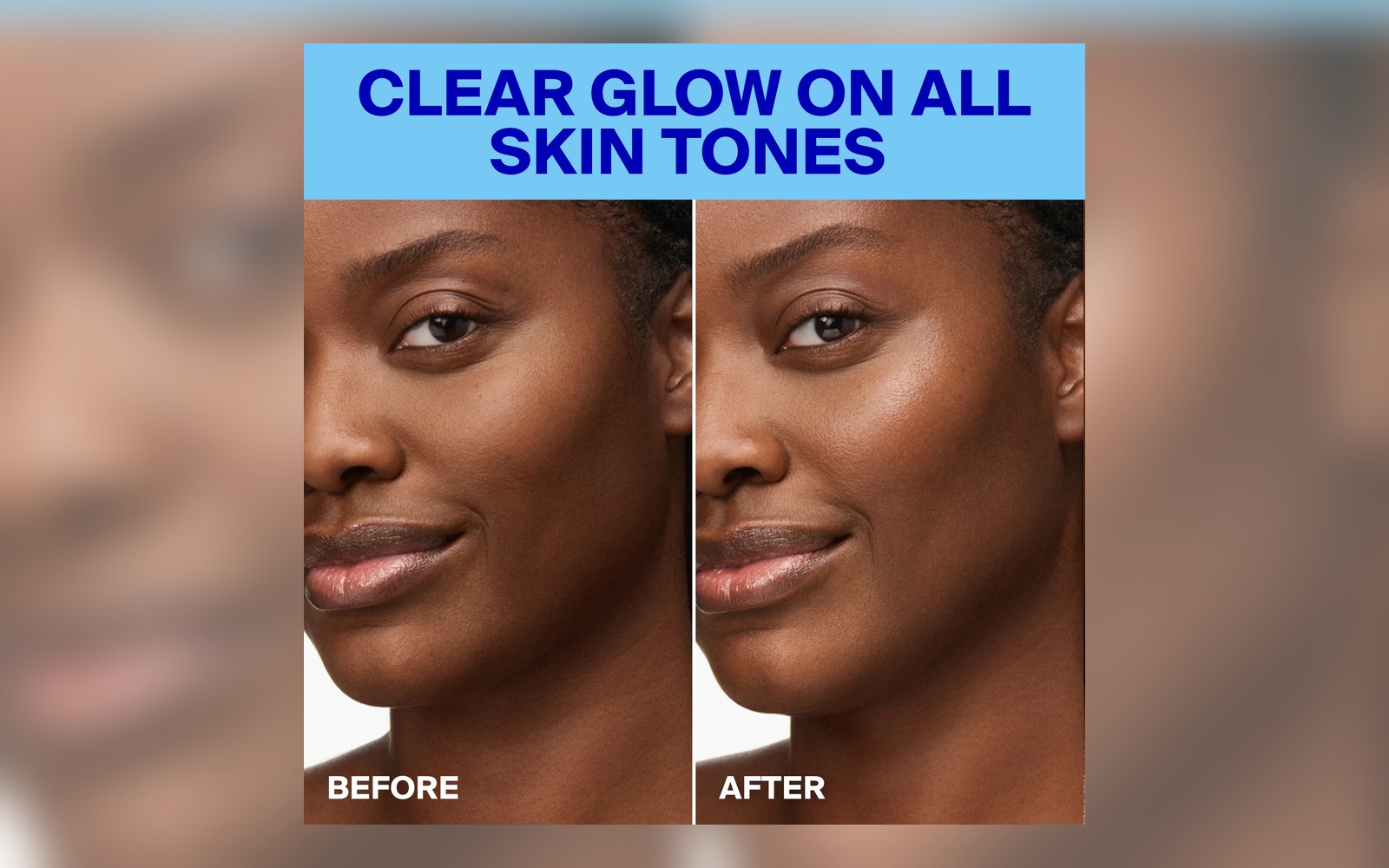 before and after image showing clear glow from SPF stick