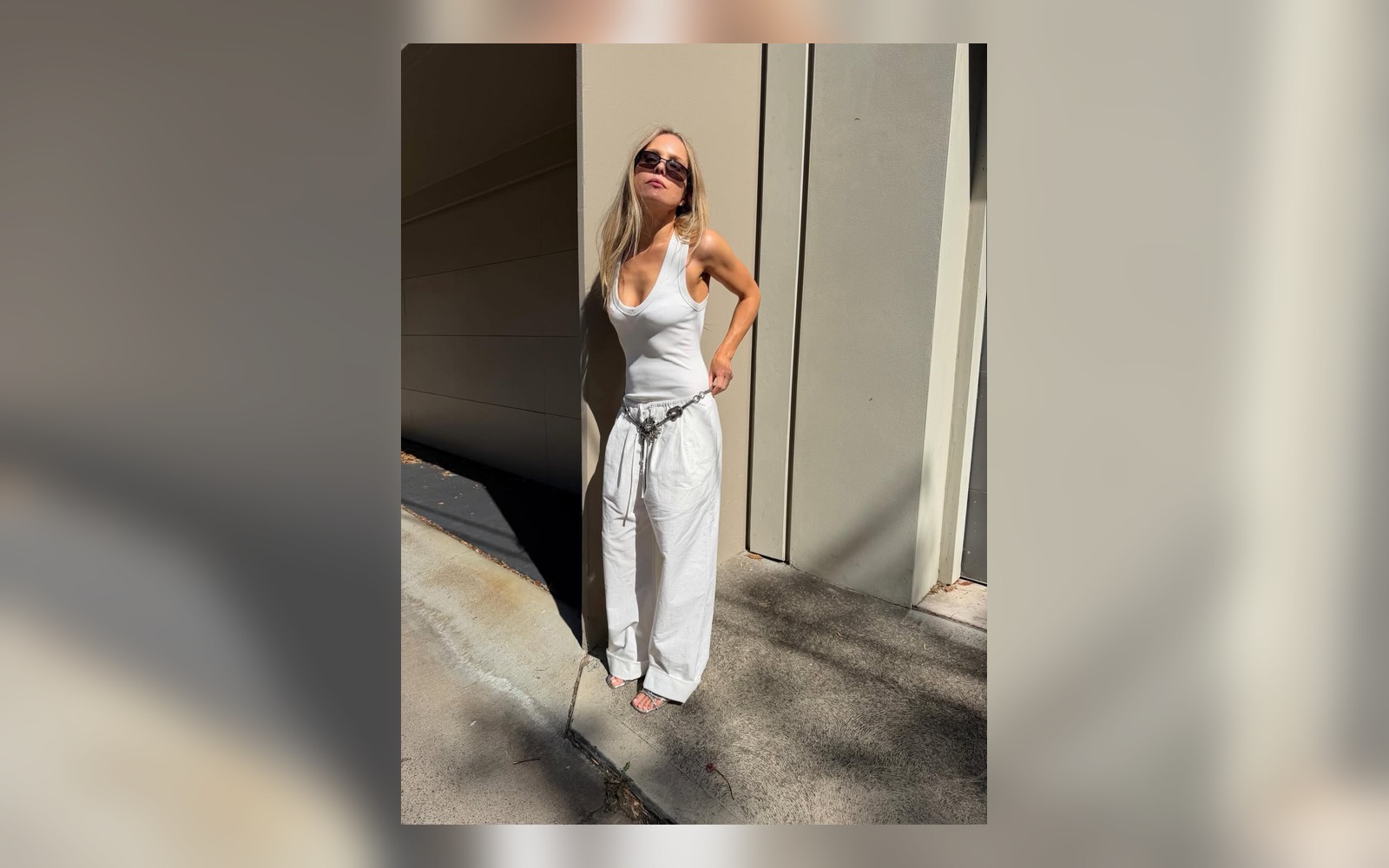 white summer trousers styled with a fitted top
