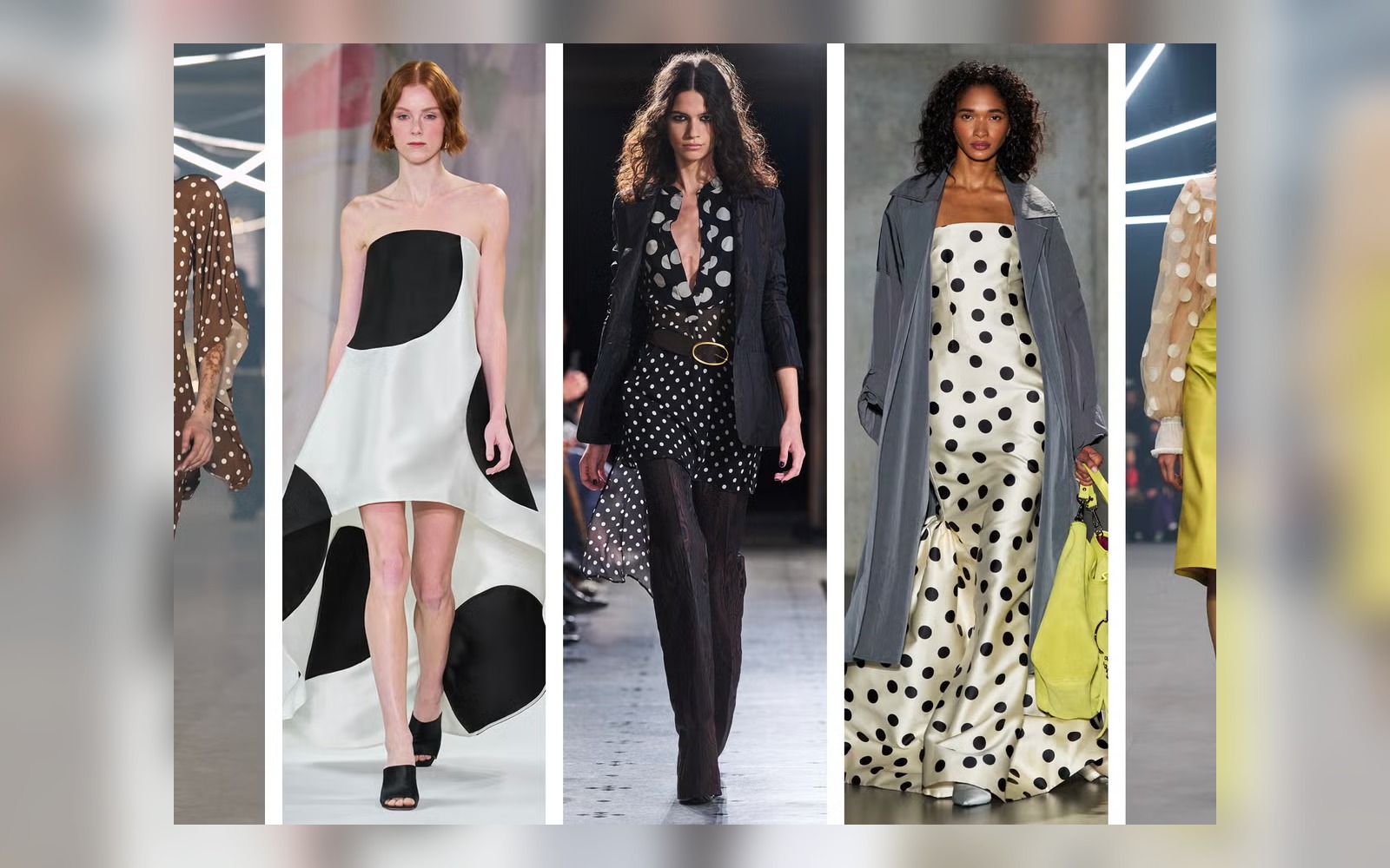 spring runway looks with polka dot skirts and dresses