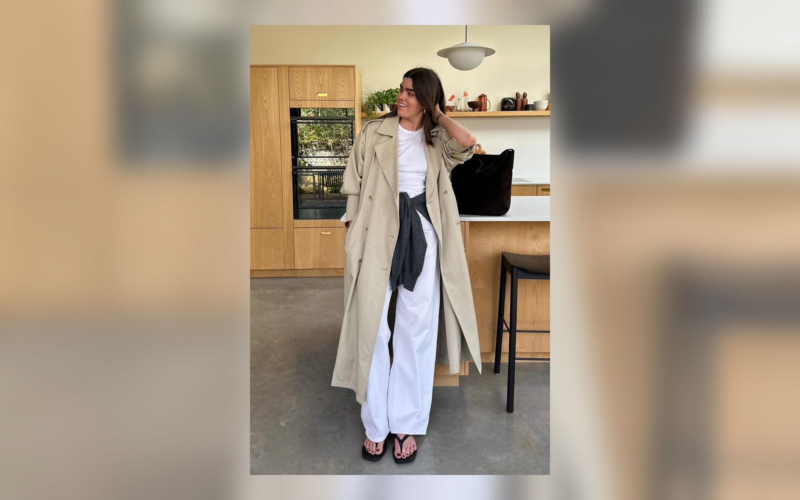 sandals and white denim outfit idea